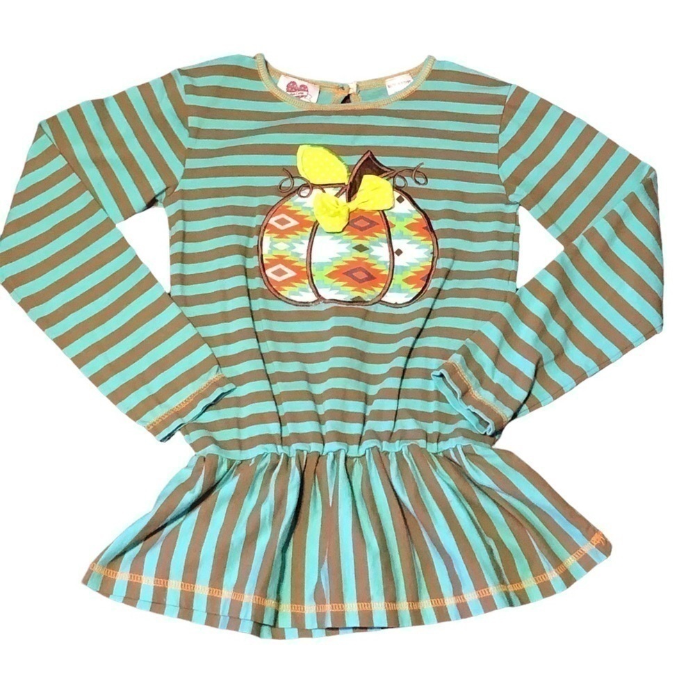 Ann Loren Long Sleeve Striped Pumpkin Girls Size 7/8 Shirt